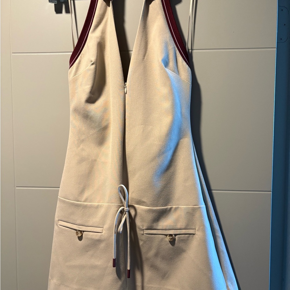 Zara Cream and Burgundy Mini Dress